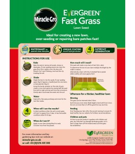 MIRACLE GRO EVERGREEN FAST GRASS SEED 1.6kg 56m2